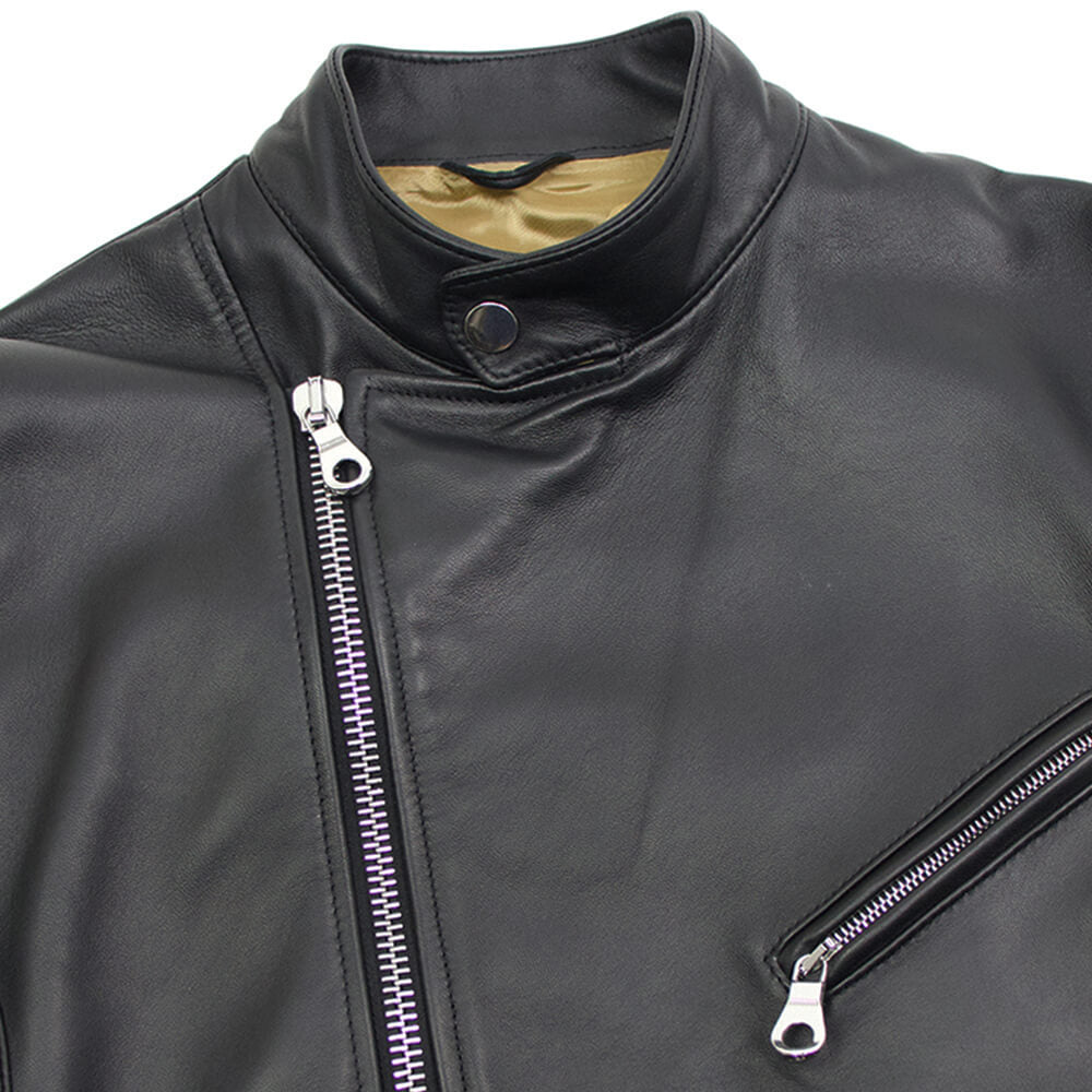 CINQUANTA（チンクワンタ）STAND COLLAR DOUBLE RIDERS スタンドカラー ダブル ライダースジャケット シルバージップ【ブラックBLACK】国内正規品