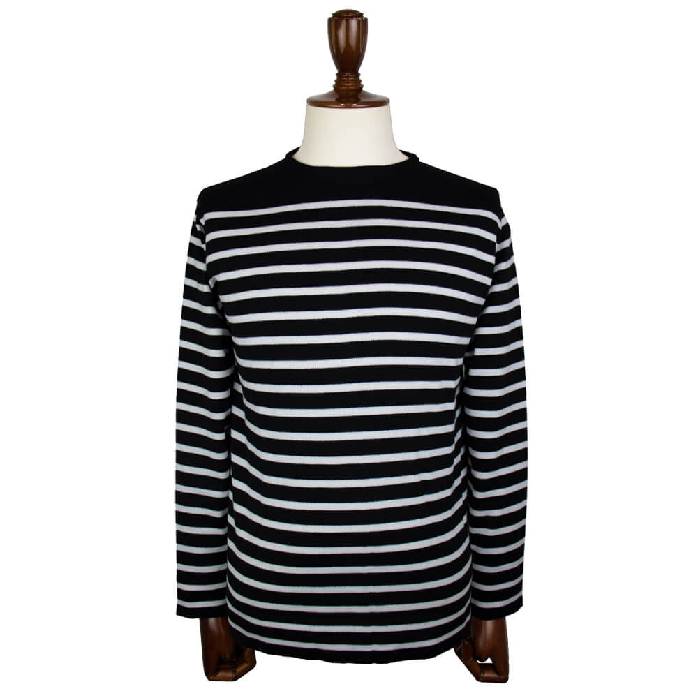 JOHN SMEDLEY（ジョンスメドレー）CHELTON バスクボーダーシャツ 24G【ブラック×ホワイト】