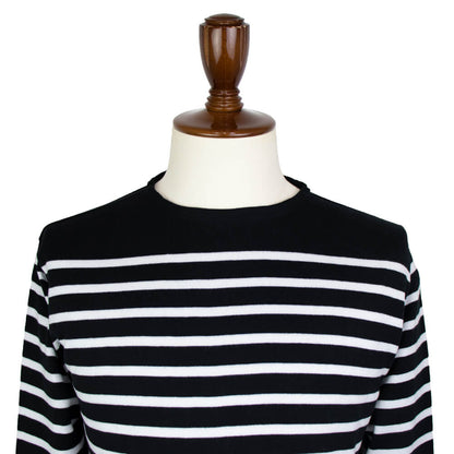 JOHN SMEDLEY（ジョンスメドレー）CHELTON バスクボーダーシャツ 24G【ブラック×ホワイト】