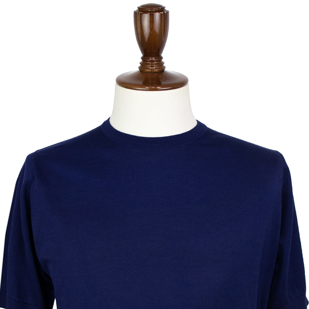 JOHN SMEDLEY（ジョンスメドレー）S4409 半袖クルーネックニット 30G【マリンブルー】