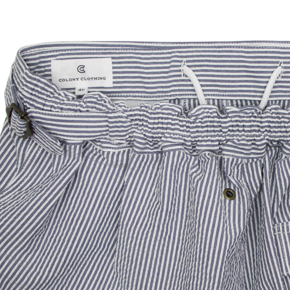 COLONY CLOTHING（コロニークロージング） Vandori×Giotto 別注 ストライプ柄 シアサッカー ショーツ【ブルー】国内正規品