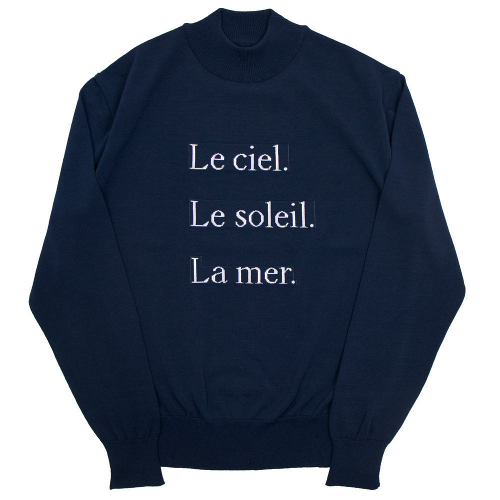 Blu Bre（ブルブレ）レタード コットン リブニット ロングスリーブ カットソー【ネイビー】国内正規品