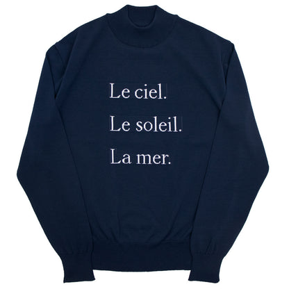 Blu Bre（ブルブレ）レタード コットン リブニット ロングスリーブ カットソー【ネイビー】国内正規品