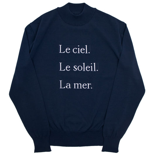 Blu Bre（ブルブレ）レタード コットン リブニット ロングスリーブ カットソー【ネイビー】国内正規品