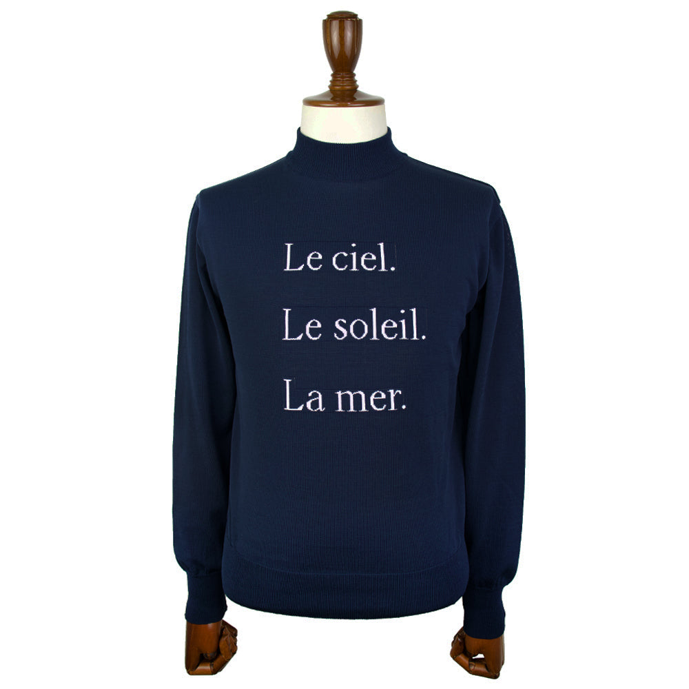 Blu Bre（ブルブレ）レタード コットン リブニット ロングスリーブ カットソー【ネイビー】国内正規品