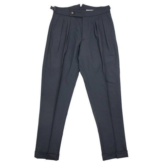 BERWICH（ベルウィッチ）SCOTCH / スコッチ 2プリーツ サイドアジャスター付き ウール パンツ FA1755X【ネイビー】国内正規品