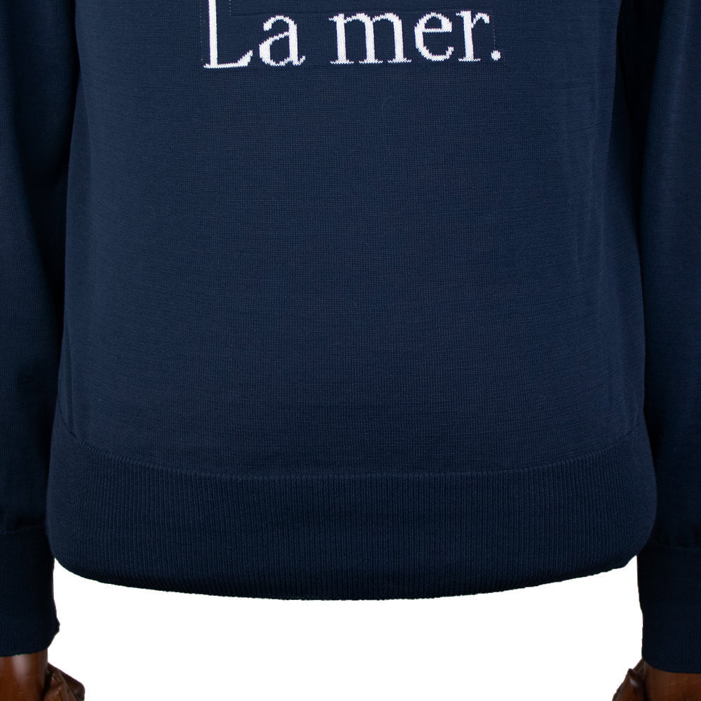 Blu Bre（ブルブレ）レタード コットン リブニット ロングスリーブ カットソー【ネイビー】国内正規品