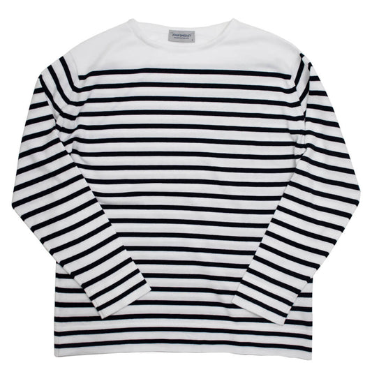 JOHN SMEDLEY（ジョンスメドレー）CHELTON バスクボーダーシャツ 24G【ホワイト×ネイビー】