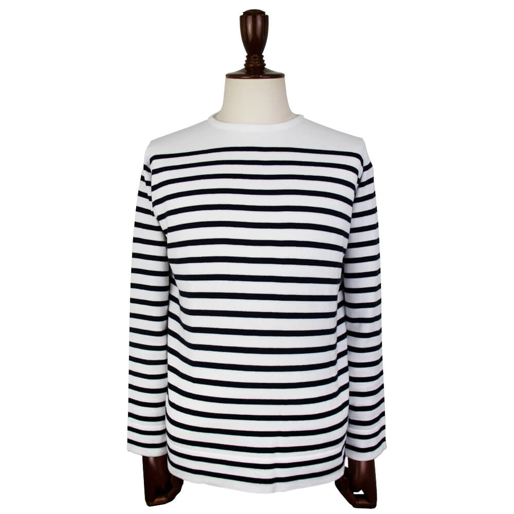 JOHN SMEDLEY（ジョンスメドレー）CHELTON バスクボーダーシャツ 24G【ホワイト×ネイビー】