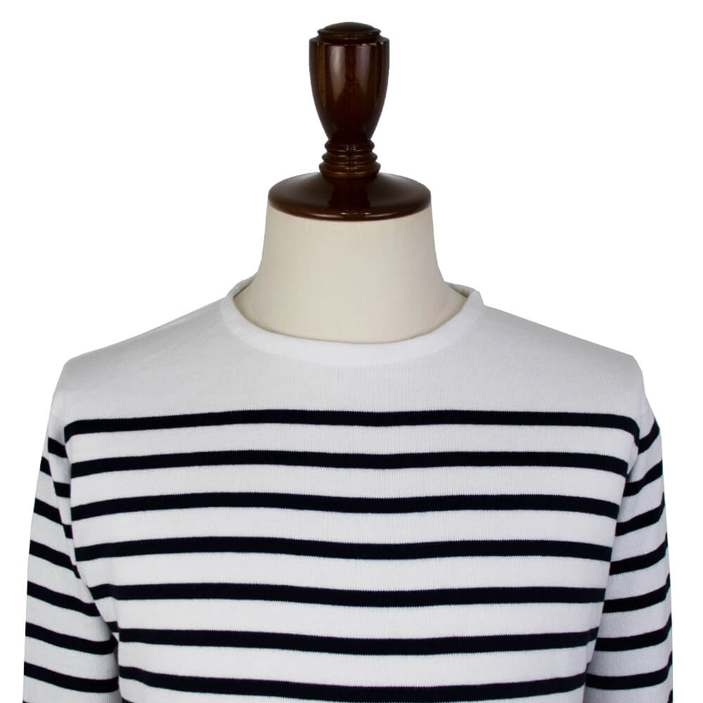 JOHN SMEDLEY（ジョンスメドレー）CHELTON バスクボーダーシャツ 24G【ホワイト×ネイビー】