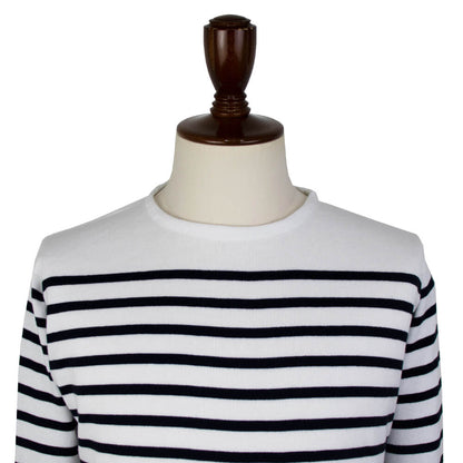 JOHN SMEDLEY（ジョンスメドレー）CHELTON バスクボーダーシャツ 24G【ホワイト×ネイビー】