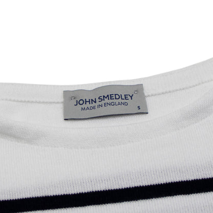 JOHN SMEDLEY（ジョンスメドレー）CHELTON バスクボーダーシャツ 24G【ホワイト×ネイビー】