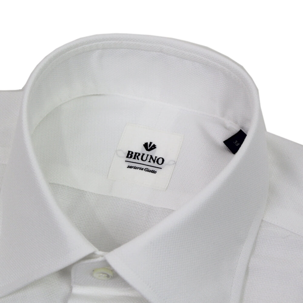 BRUNO（ブルーノ）セミワイドカラー オックスフォード ドレス シャツ【ホワイト】