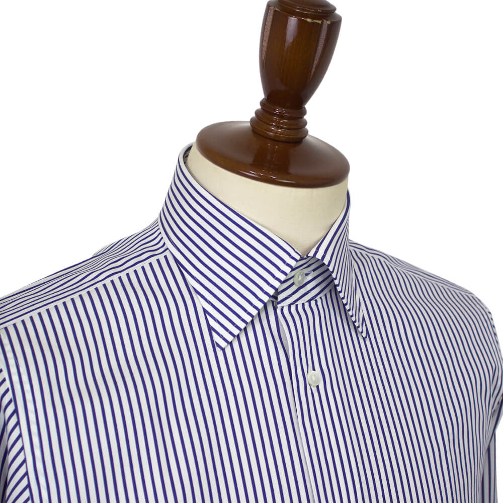 BRUNO（ブルーノ）ストライプ柄 セミワイドカラー ブロード シャツ【ネイビー×ホワイト】正規販売店