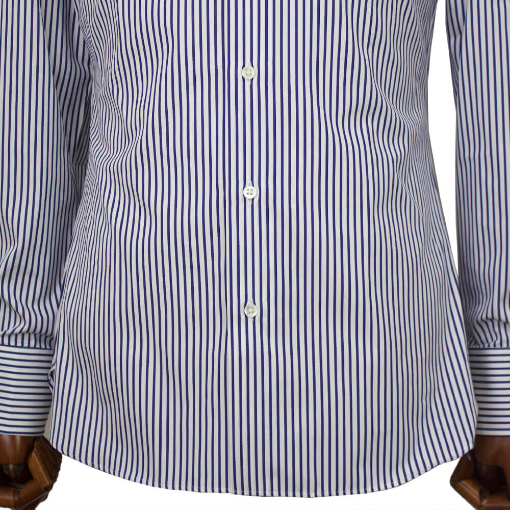 BRUNO（ブルーノ）ストライプ柄 セミワイドカラー ブロード シャツ【ネイビー×ホワイト】正規販売店