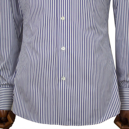 BRUNO（ブルーノ）ストライプ柄 セミワイドカラー ブロード シャツ【ネイビー×ホワイト】正規販売店