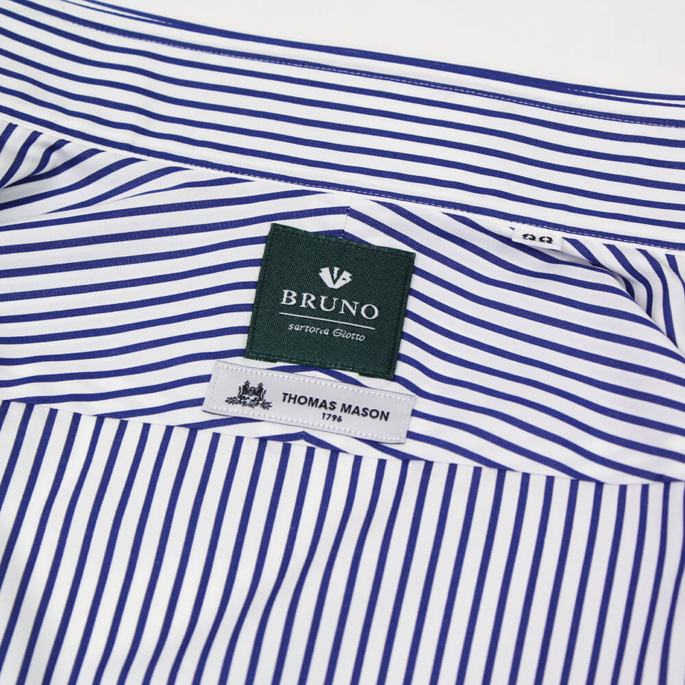 BRUNO（ブルーノ）ストライプ柄 セミワイドカラー ブロード シャツ【ネイビー×ホワイト】正規販売店
