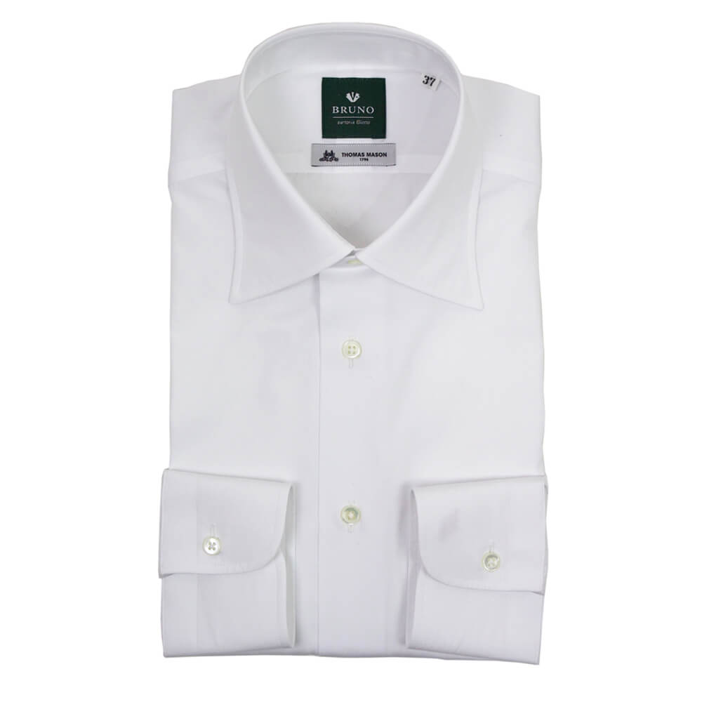 BRUNO（ブルーノ）THOMAS MASON トーマスメイソン セミワイドカラー ブロード シャツ【ホワイトWhite】正規販売店