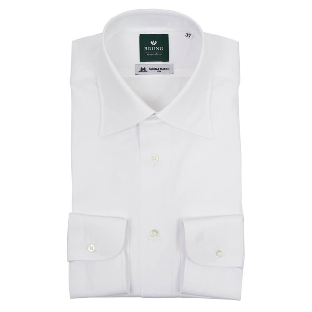 BRUNO（ブルーノ）THOMAS MASON トーマスメイソン セミワイドカラー オックスフォード シャツ【ホワイトWhite】正規販売店