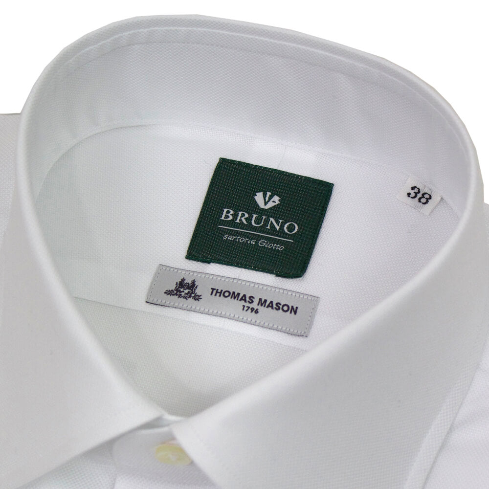 BRUNO（ブルーノ）THOMAS MASON トーマスメイソン セミワイドカラー オックスフォード シャツ【ホワイトWhite】正規販売店