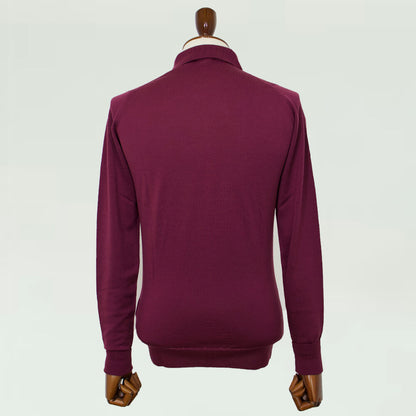 JOHN SMEDLEY（ジョンスメドレー）DORSET  30ゲージ ウールロングスリーブ ニットポロ【ボルドー】国内正規品