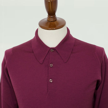 JOHN SMEDLEY（ジョンスメドレー）DORSET  30ゲージ ウールロングスリーブ ニットポロ【ボルドー】国内正規品