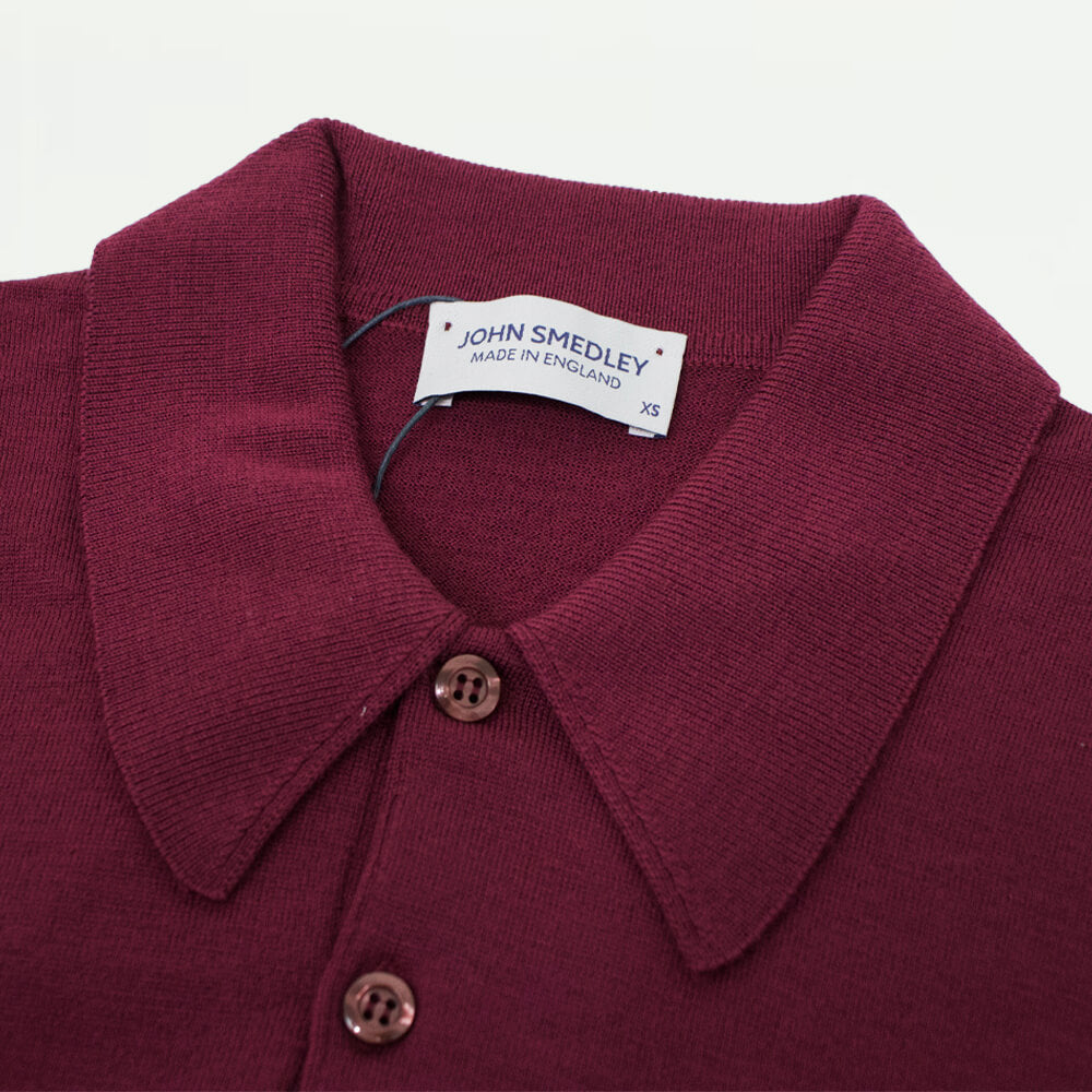 JOHN SMEDLEY（ジョンスメドレー）DORSET  30ゲージ ウールロングスリーブ ニットポロ【ボルドー】国内正規品