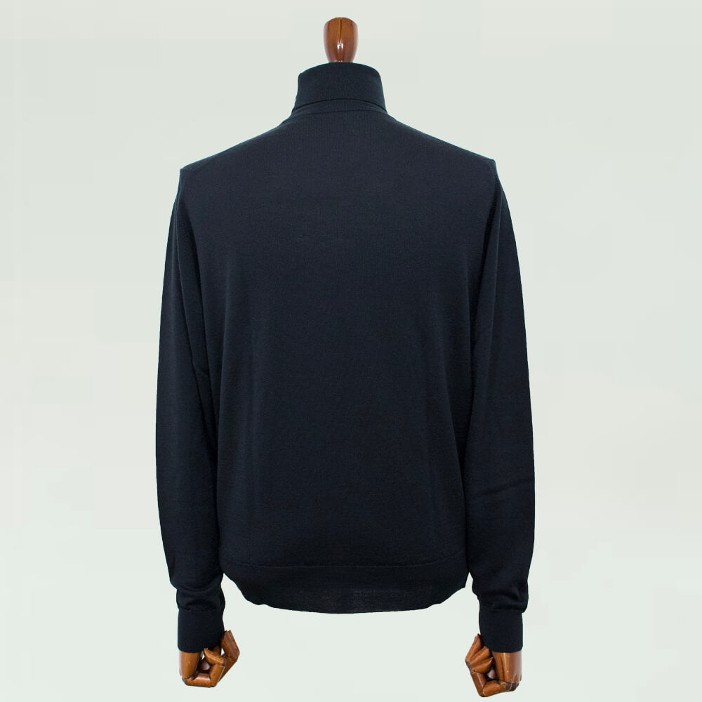 JOHN SMEDLEY（ジョンスメドレー）ウール ハイゲージ 30G モダンフィット ロングスリーブ タートルネックニット【ブラックBLACK】国内正規品