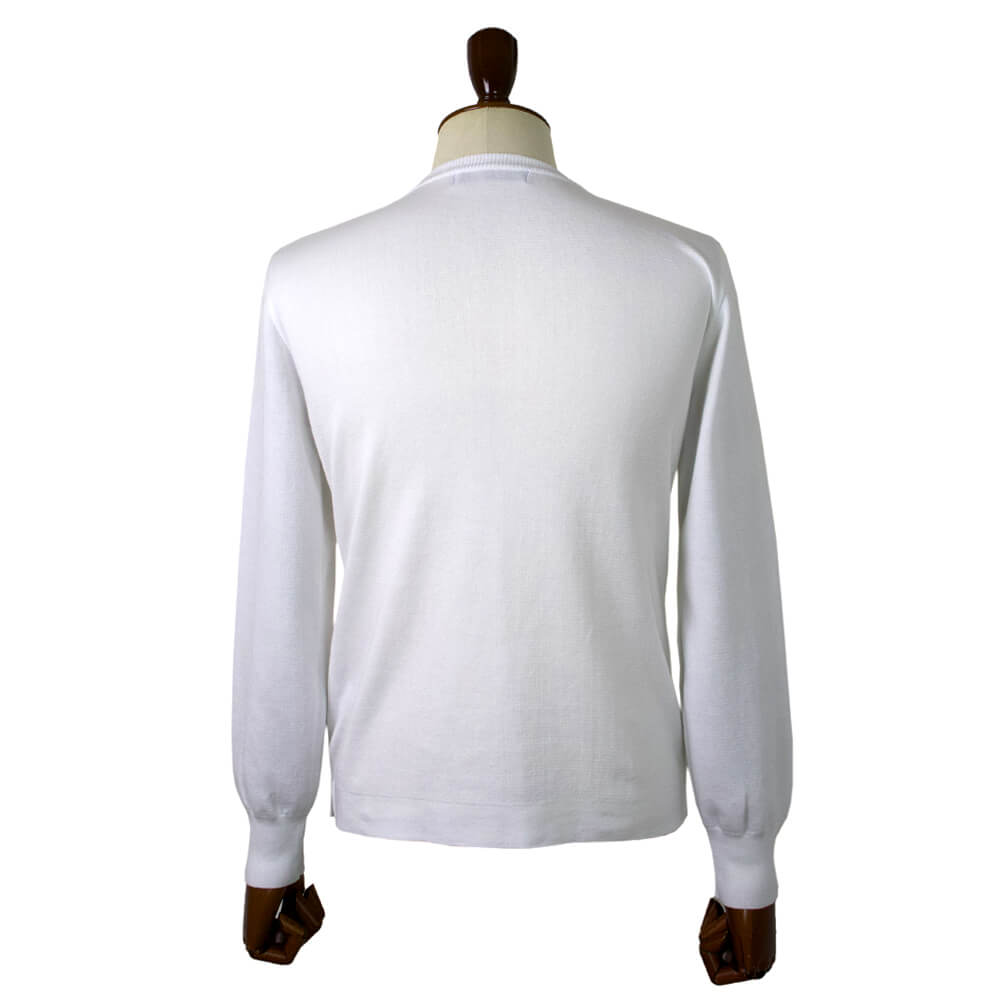 Blu Bre（ブルブレ）コットン クルーネック ロングスリーブ ニットTシャツ【ホワイト】国内正規品