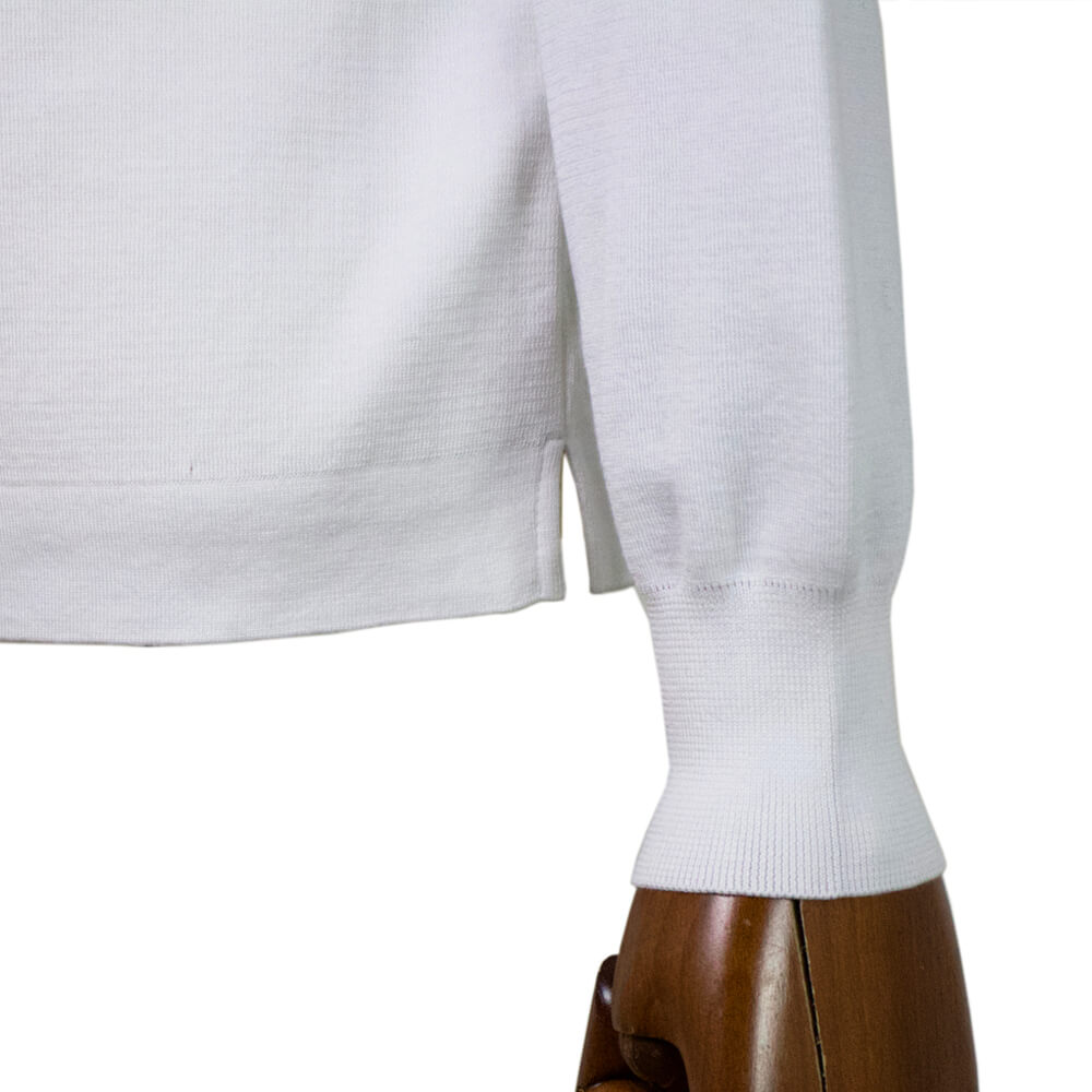 Blu Bre（ブルブレ）コットン クルーネック ロングスリーブ ニットTシャツ【ホワイト】国内正規品