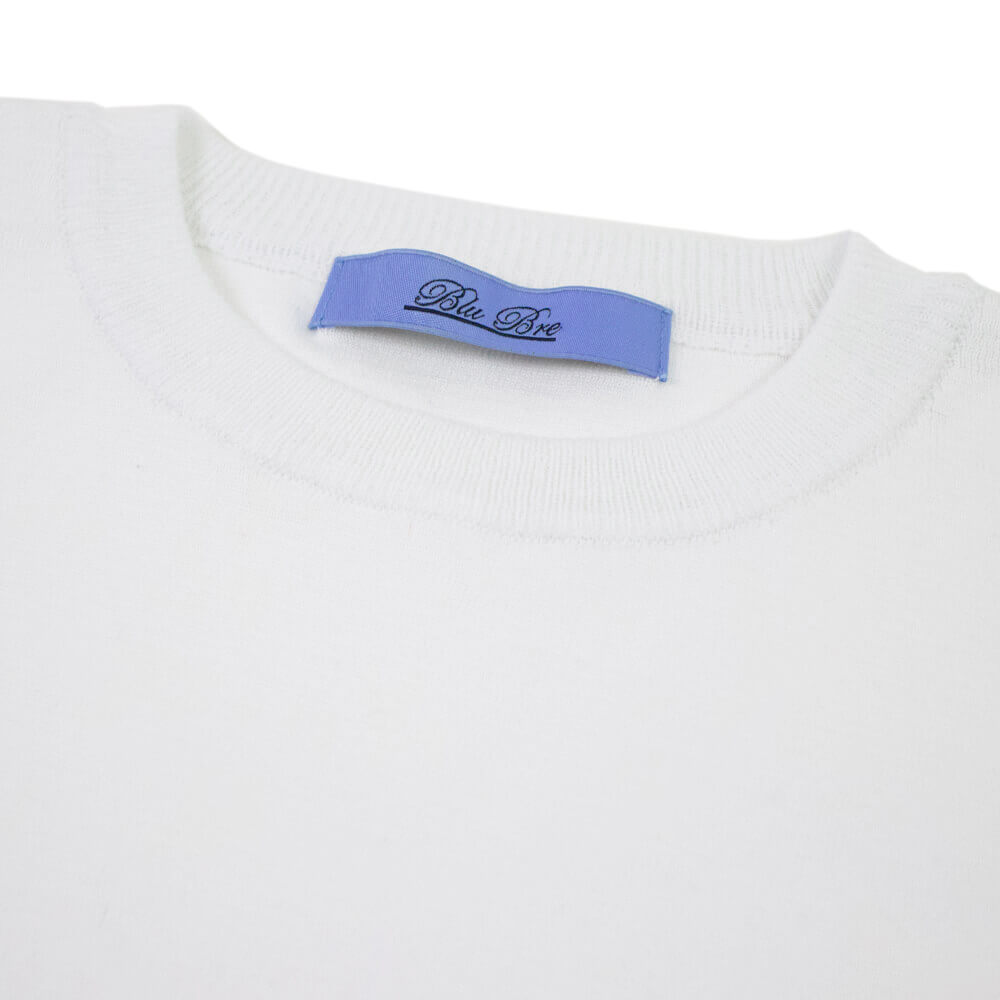 Blu Bre（ブルブレ）コットン クルーネック ロングスリーブ ニットTシャツ【ホワイト】国内正規品