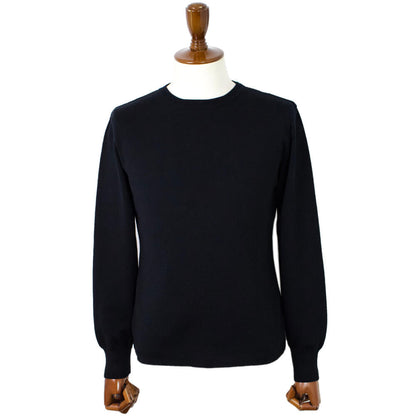 Blu Bre（ブルブレ）コットン クルーネック ロングスリーブ ニットTシャツ【ブラック】国内正規品