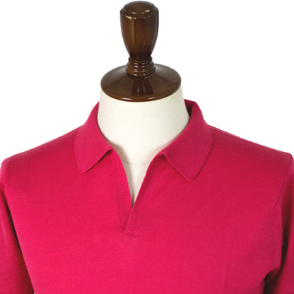 JOHN SMEDLEY（ジョンスメドレー）「JATHAN」30ゲージ コットン 半袖 スキッパー ニットポロシャツ【BERRY】国内正規品