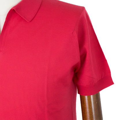 JOHN SMEDLEY（ジョンスメドレー）「JATHAN」30ゲージ コットン 半袖 スキッパー ニットポロシャツ【BERRY】国内正規品