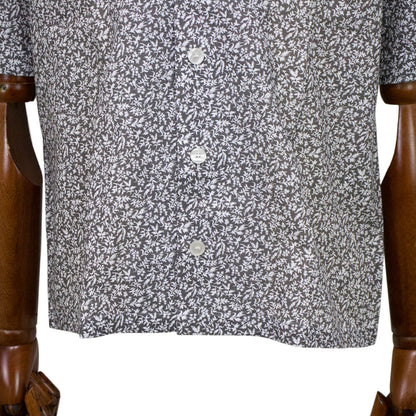 ORIAN（オリアン）「MARMY」プラント柄 コットン オープンカラー 半袖シャツ【チャコール×ホワイト】国内正規品