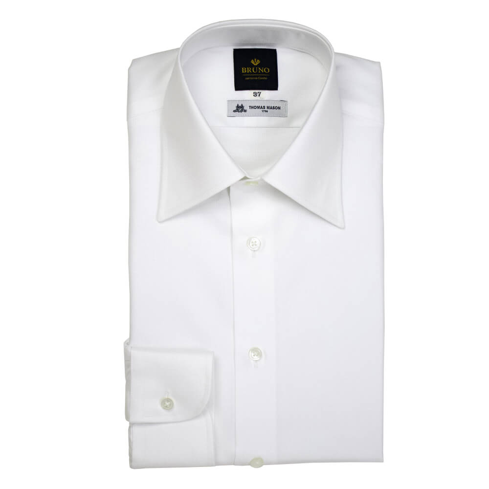 BRUNO（ブルーノ）THOMAS MASON トーマスメイソン セミワイドカラー オックスフォード シャツ【ホワイトWhite】正規販売店