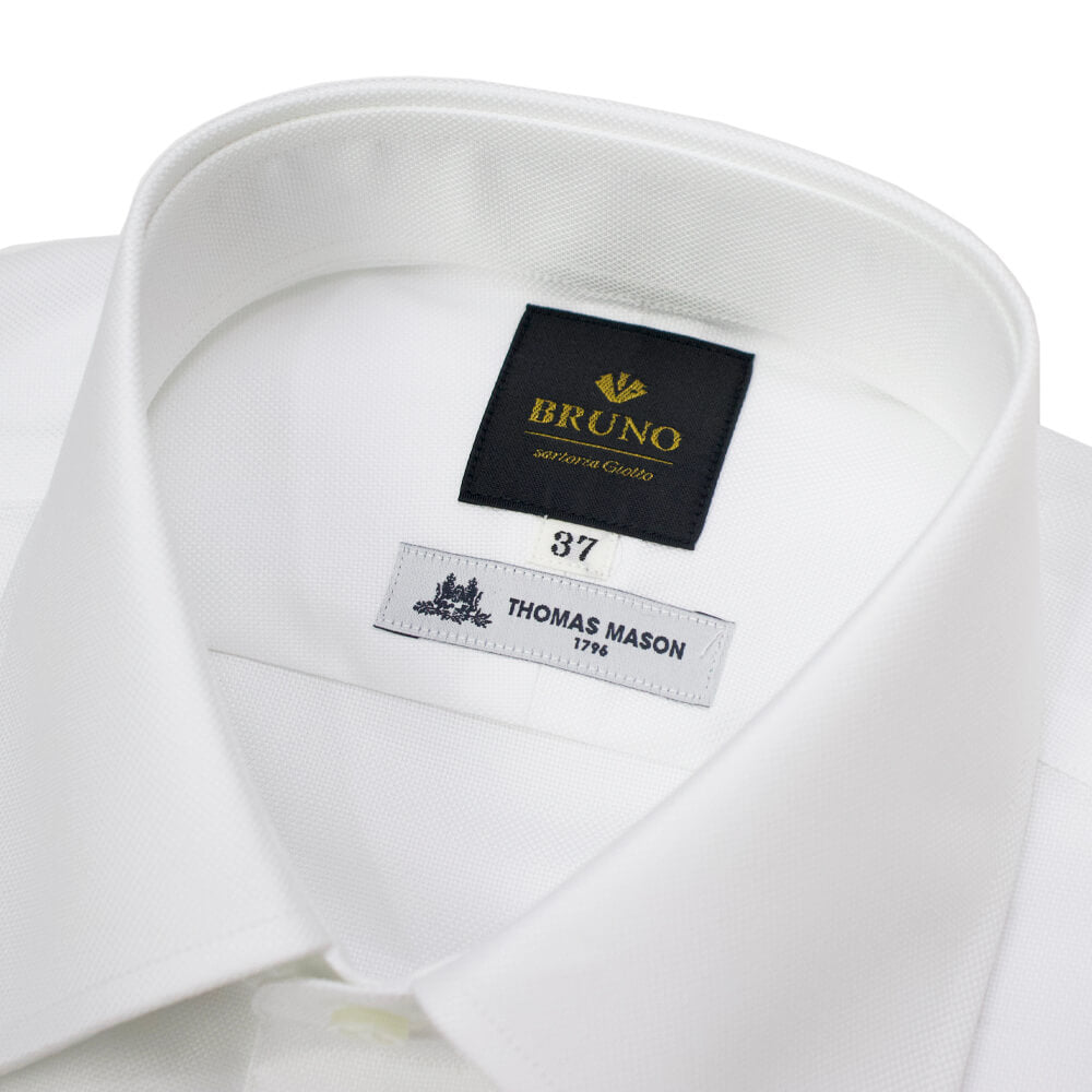 BRUNO（ブルーノ）THOMAS MASON トーマスメイソン セミワイドカラー オックスフォード シャツ【ホワイトWhite】正規販売店