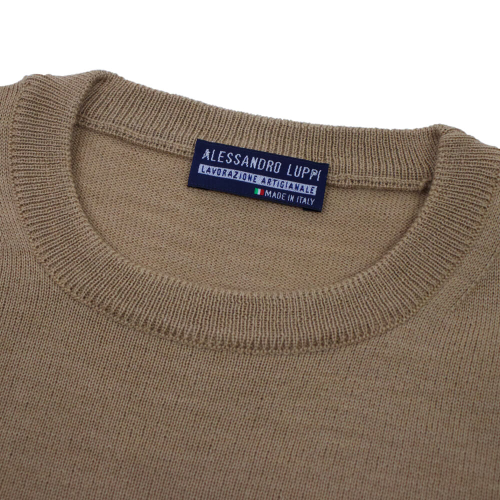 ALESSANDRO LUPPI（アレッサンドロ ルッピ）1220 Crew neck ウール ハイゲージ 長袖クルーネック  ニット【ベージュbeige】国内正規品