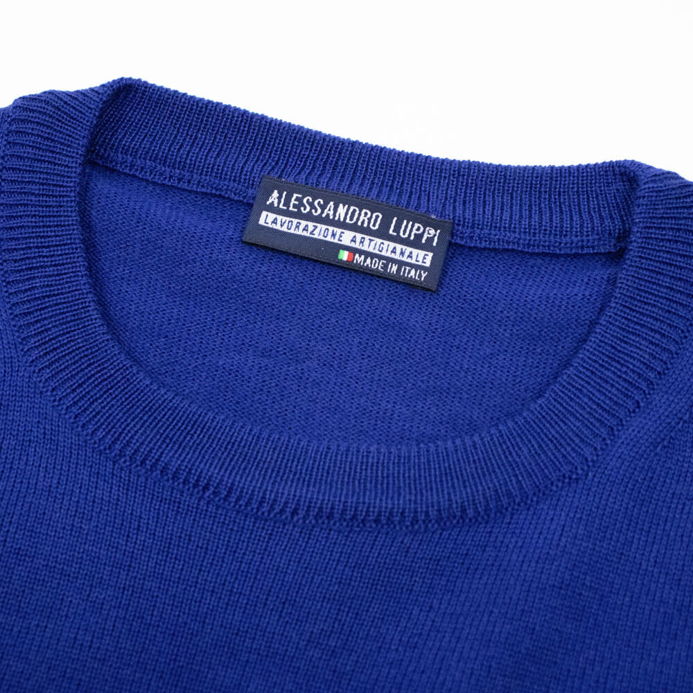 ALESSANDRO LUPPI（アレッサンドロ ルッピ）1220 Crew neck ウール ハイゲージ 長袖クルーネック ニット【ブルーBlue】国内正規品