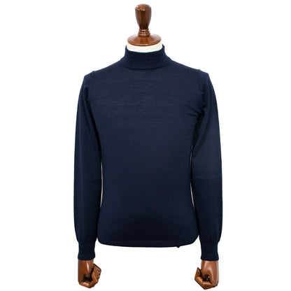 ALESSANDRO LUPPI（アレッサンドロ ルッピ）1222 HI NECK ウール ハイゲージ 長袖 モックネック ハイネック ニット【ネイビーNavy】国内正規品