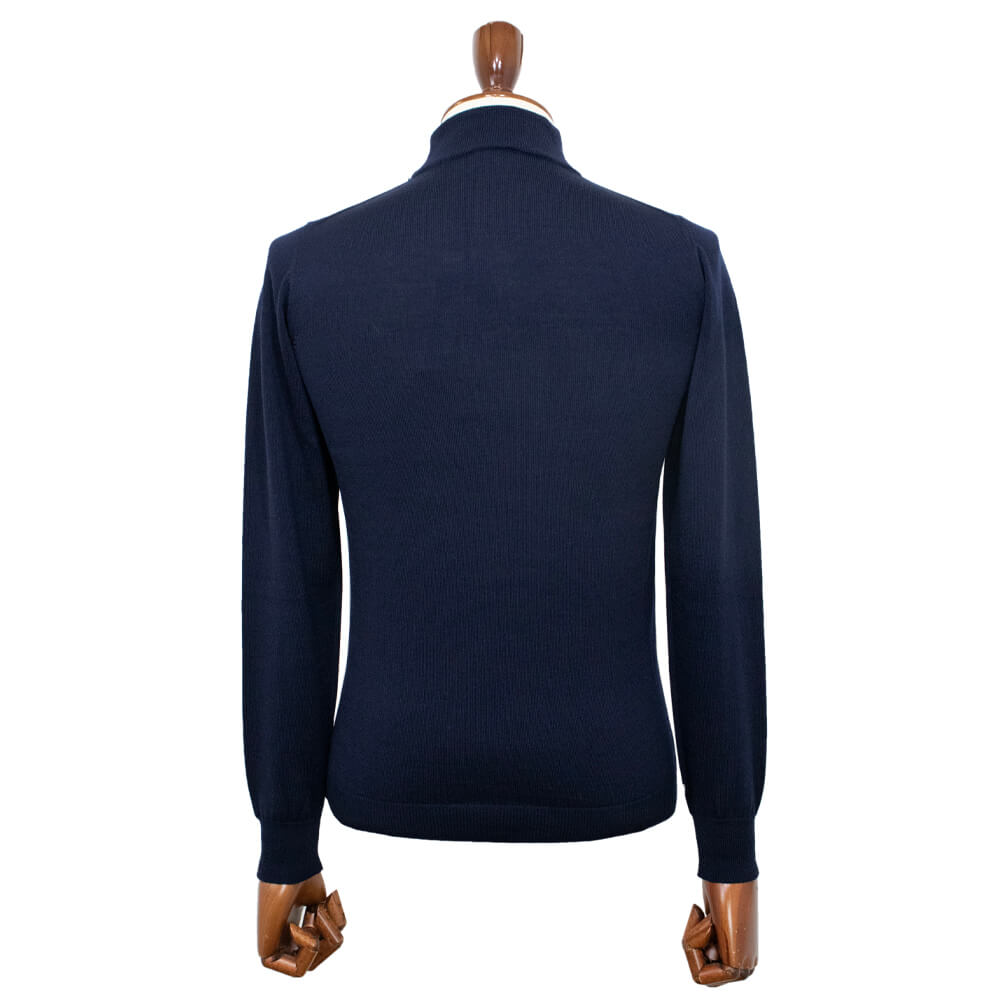 ALESSANDRO LUPPI（アレッサンドロ ルッピ）1222 HI NECK ウール ハイゲージ 長袖 モックネック ハイネック ニット【ネイビーNavy】国内正規品