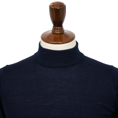 ALESSANDRO LUPPI（アレッサンドロ ルッピ）1222 HI NECK ウール ハイゲージ 長袖 モックネック ハイネック ニット【ネイビーNavy】国内正規品