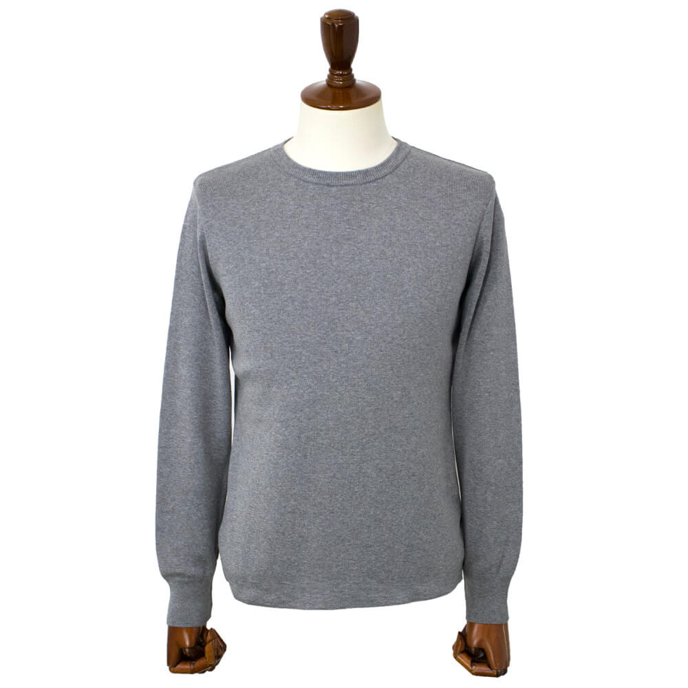 Blu Bre（ブルブレ）コットン クルーネック ロングスリーブ ニットTシャツ【グレー】国内正規品