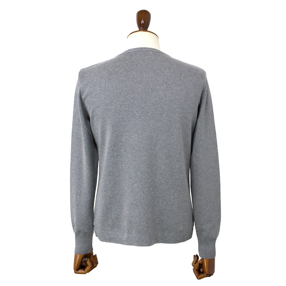Blu Bre（ブルブレ）コットン クルーネック ロングスリーブ ニットTシャツ【グレー】国内正規品