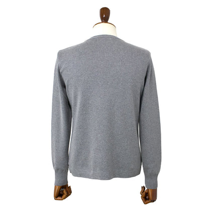 Blu Bre（ブルブレ）コットン クルーネック ロングスリーブ ニットTシャツ【グレー】国内正規品
