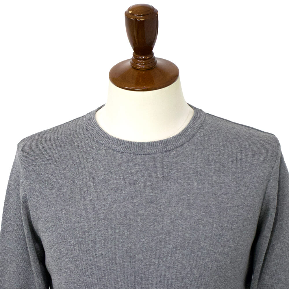 Blu Bre（ブルブレ）コットン クルーネック ロングスリーブ ニットTシャツ【グレー】国内正規品