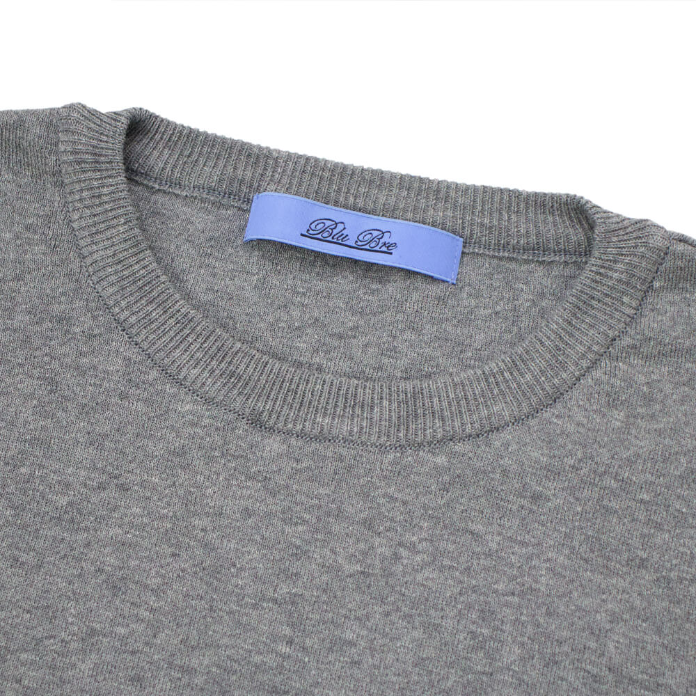Blu Bre（ブルブレ）コットン クルーネック ロングスリーブ ニットTシャツ【グレー】国内正規品