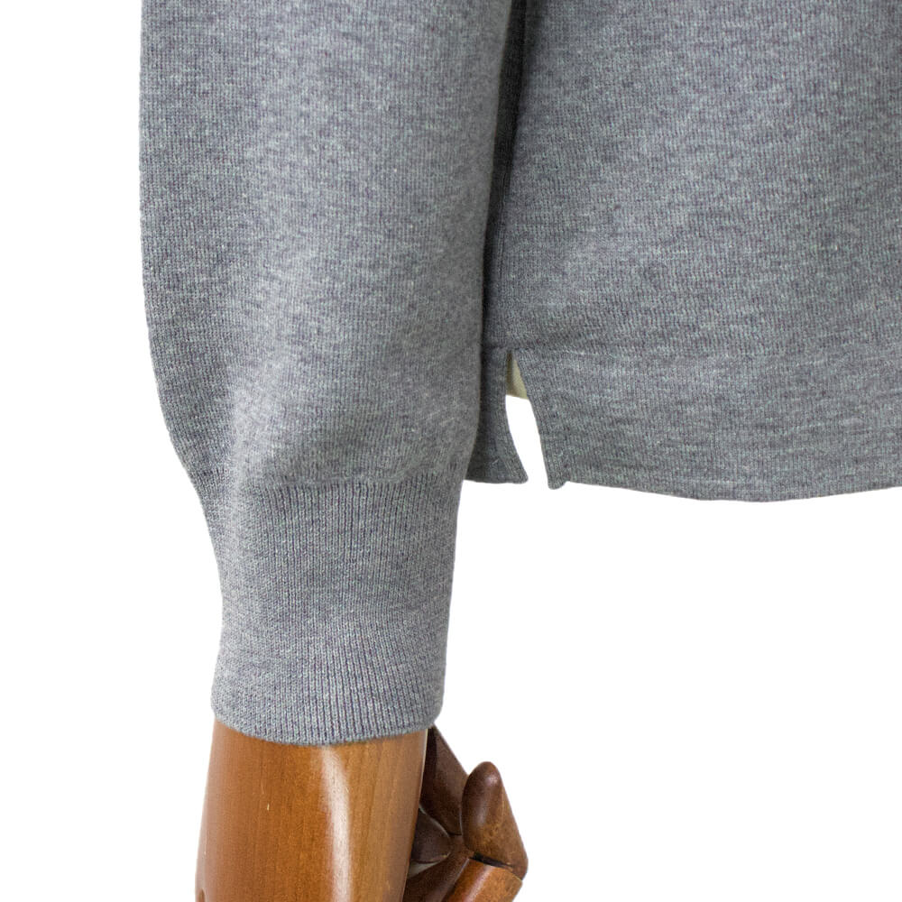 Blu Bre（ブルブレ）コットン クルーネック ロングスリーブ ニットTシャツ【グレー】国内正規品