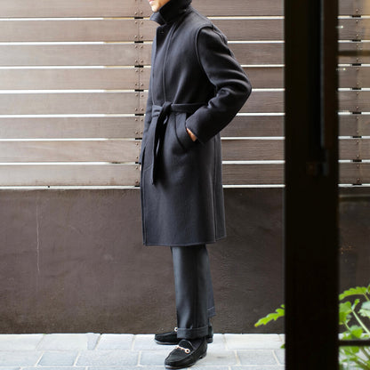Finjack（フィンジャック）カシミヤ ベルテッド ステンカラーコート【ブラックBLACK】国内正規品