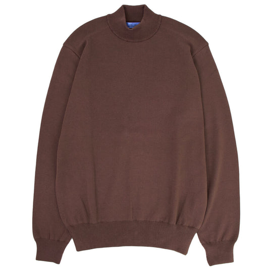 Blu Bre（ブルブレ）コットンモックネック ロングスリーブ  ハイゲージ ニット【ブラウン】国内正規品